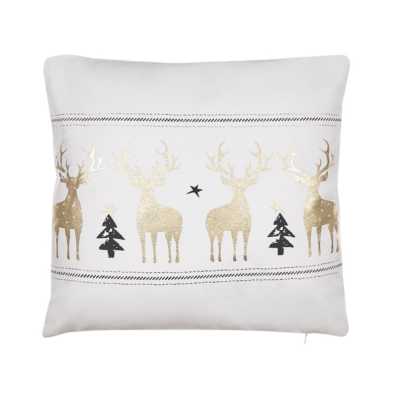 Zestaw 2 poduszek dekoracyjnych DONNER Bawełna 45 x 45 cm Biały Wzór świąteczny