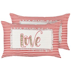 Zestaw 2 poduszek dekoracyjnych ALSINE Bawełna 30 x 50 cm Czerwony W paski