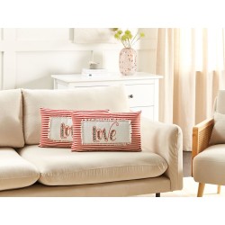 Zestaw 2 poduszek dekoracyjnych ALSINE Bawełna 30 x 50 cm Czerwony W paski