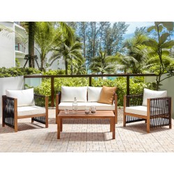 Zestaw ogrodowy ze stolikiem dla 4 osób ANTRIA Drewno akacjowe Czarny