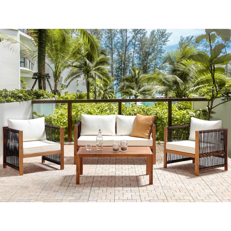 Zestaw ogrodowy ze stolikiem dla 4 osób ANTRIA Drewno akacjowe Czarny