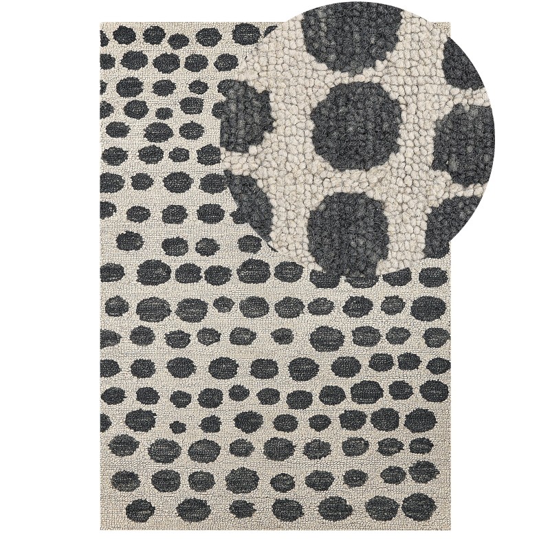 Dywan wełniany 140 x 200 cm beżowo-czarny HAVRAN