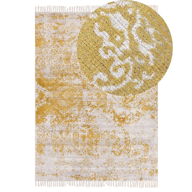 Dywan z wiskozy 140 x 200 cm żółto-beżowy BOYALI