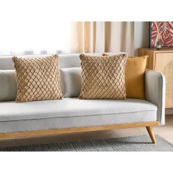 Zestaw 2 poduszek dekoracyjnych COLLOMIA Boucle 45 x 45 cm Beżowy Wzór geometryczny