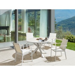 Stół ogrodowy MALETTO 120 cm 120 cm Szkło Beżowoszary