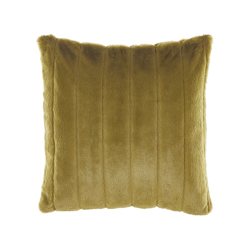 Zestaw 2 poduszek dekoracyjnych PUMILA Sztuczne futro 45 x 45 cm Oliwkowy W paski