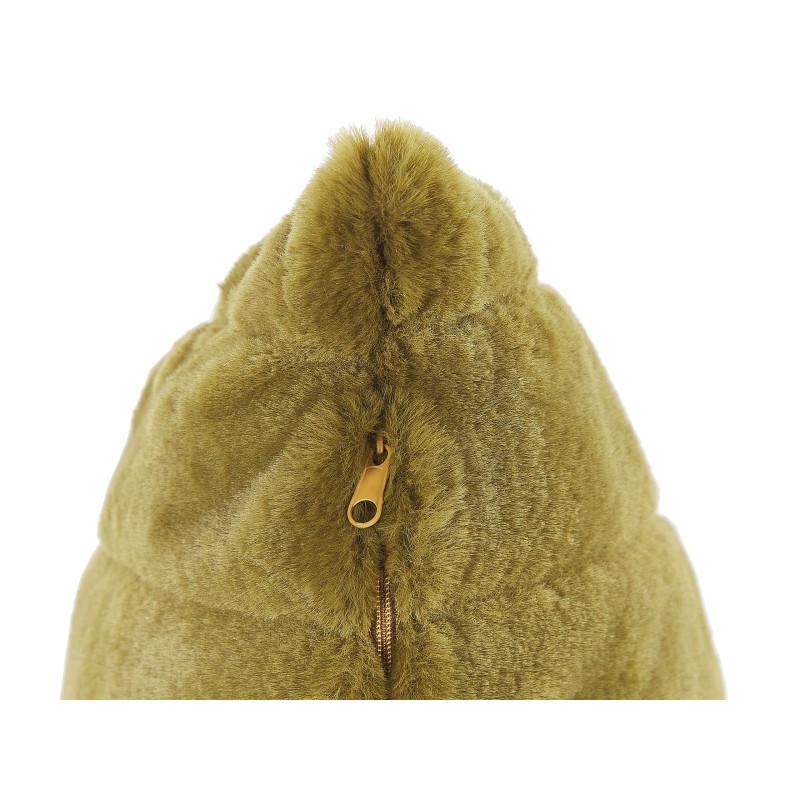 Zestaw 2 poduszek dekoracyjnych PUMILA Sztuczne futro 45 x 45 cm Oliwkowy W paski