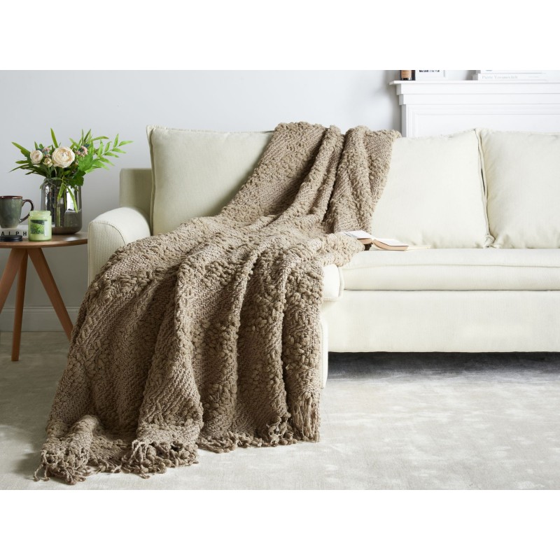 Koc VELLA Bawełna 200 x 220 cm Beżowoszary