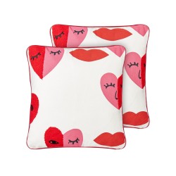 Zestaw 2 poduszek dekoracyjnych PERIWINKLE Bawełna 45 x 45 cm Biały W serca