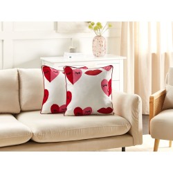 Zestaw 2 poduszek dekoracyjnych PERIWINKLE Bawełna 45 x 45 cm Biały W serca