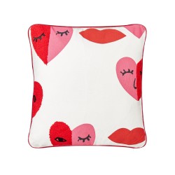 Zestaw 2 poduszek dekoracyjnych PERIWINKLE Bawełna 45 x 45 cm Biały W serca