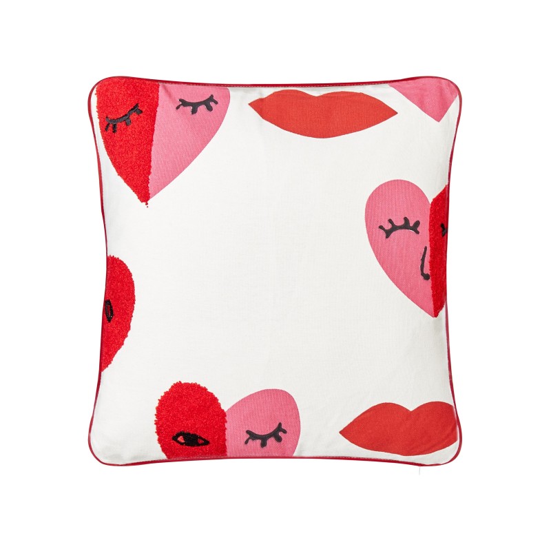 Zestaw 2 poduszek dekoracyjnych PERIWINKLE Bawełna 45 x 45 cm Biały W serca