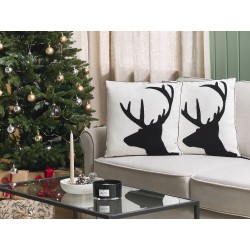 Zestaw 2 poduszek dekoracyjnych SHADRACK Bawełna 45 x 45 cm Biały Wzór świąteczny