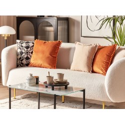 Zestaw 2 poduszek dekoracyjnych AERANGIS Welur 45 x 45 cm Pomarańczowy Jednolity