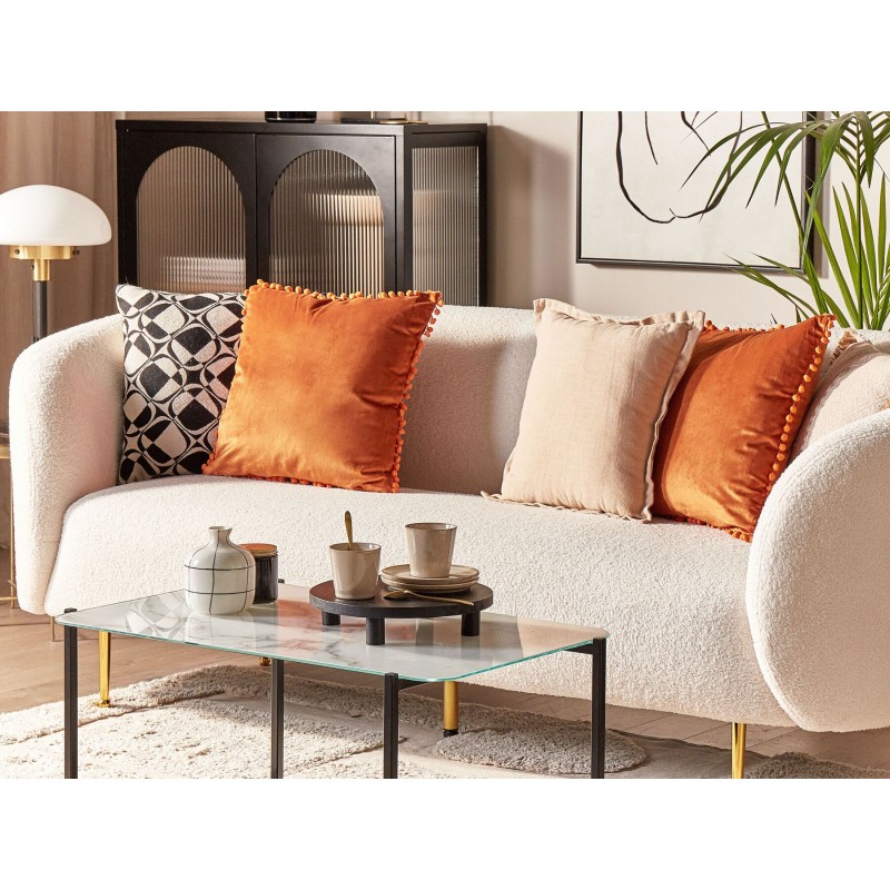 Zestaw 2 poduszek dekoracyjnych AERANGIS Welur 45 x 45 cm Pomarańczowy Jednolity