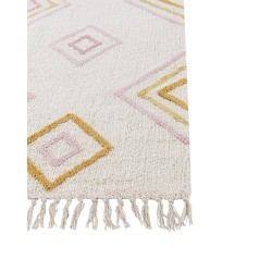 Dywan bawełniany wzór geometryczny 140 x 200 cm złamana biel LASHE