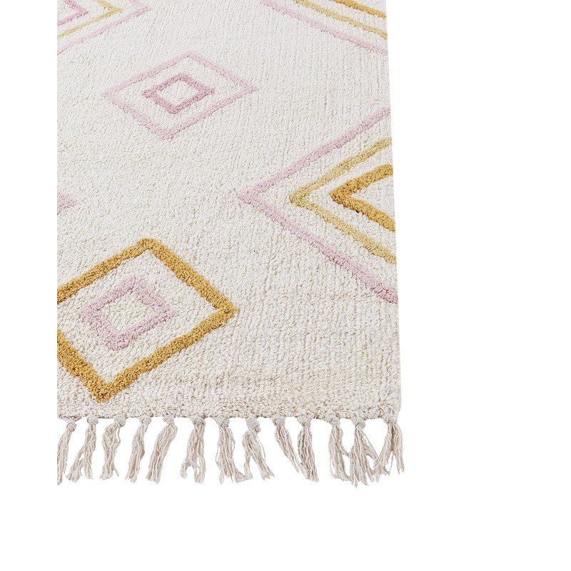 Dywan bawełniany wzór geometryczny 140 x 200 cm złamana biel LASHE