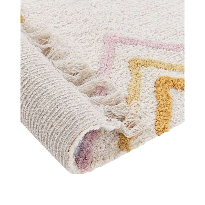 Dywan bawełniany wzór geometryczny 140 x 200 cm złamana biel LASHE