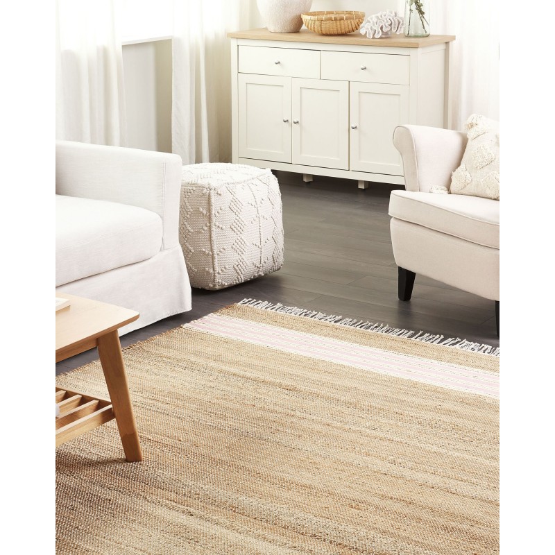 Dywan z juty 160 x 230 cm beżowo-różowy MIRZA