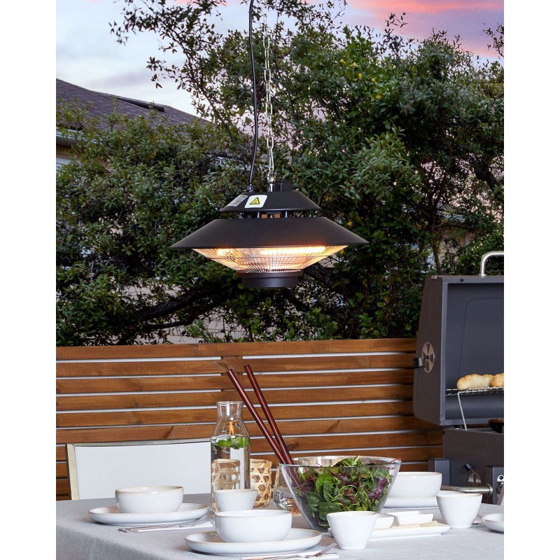 Promiennik na podczerwień wiszący MERAPI 1500 W Z pilotem Czarny