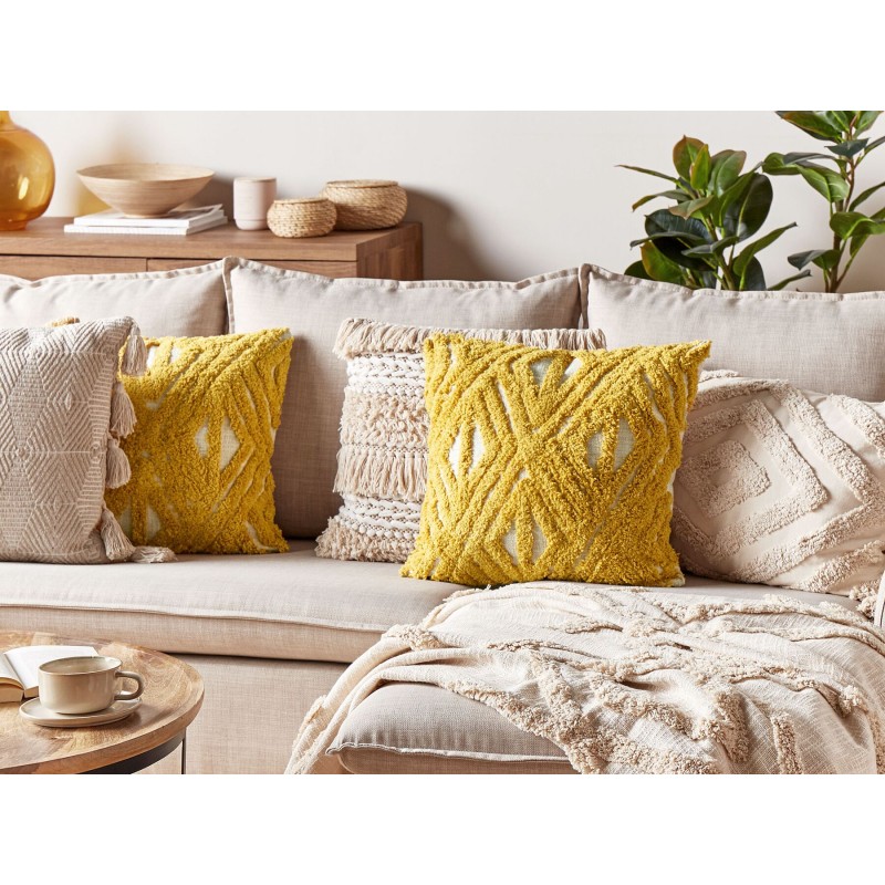 Zestaw 2 poduszek dekoracyjnych ALCEA Bawełna 45 x 45 cm Żółty Wzór geometryczny