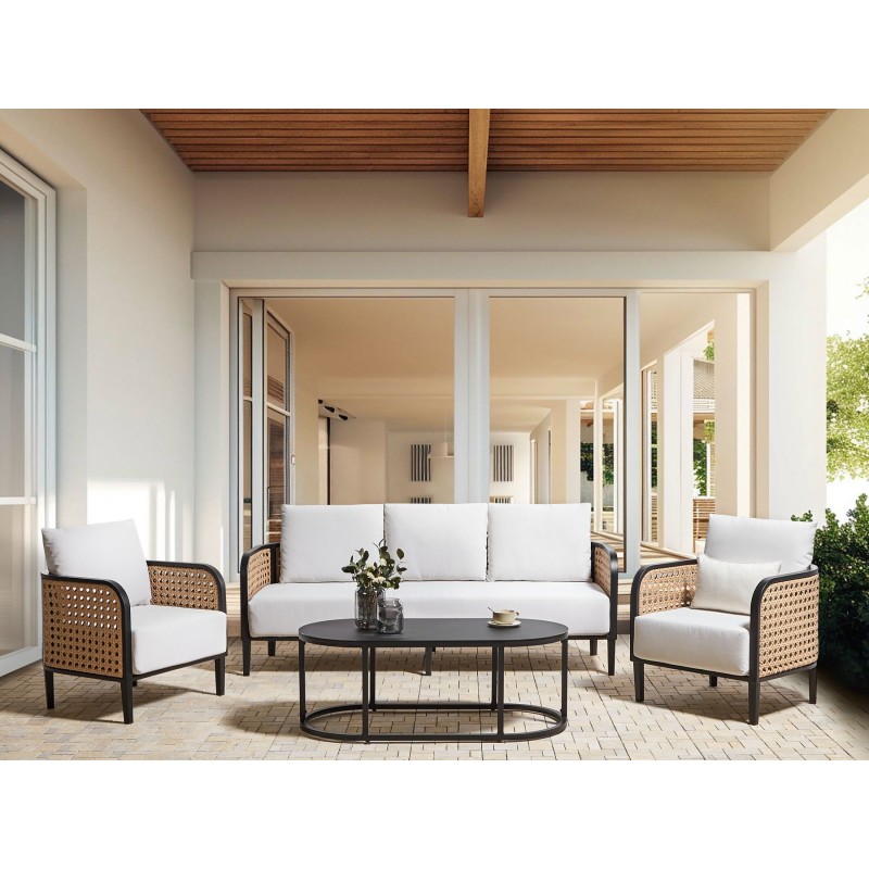 Zestaw ogrodowy ze stolikiem dla 5 osób MONTEFALCO Metal Biały