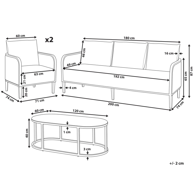 Zestaw ogrodowy ze stolikiem dla 5 osób MONTEFALCO Metal Biały
