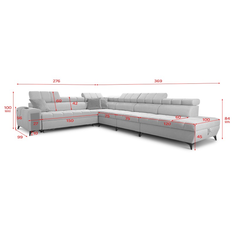 Ecksofa Venna XII mit Schlaffunktion und USB-Anschluss - Eleganz und Funktionalität in einem!