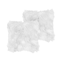 Zestaw 2 poduszek dekoracyjnych LUBHA Sztuczne futro 42 x 42 cm Biały Jednolity