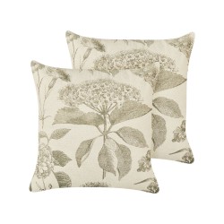 Zestaw 2 poduszek dekoracyjnych ROSEMARY Bawełna 45 x 45 cm Oliwkowy Wzór kwiatowy