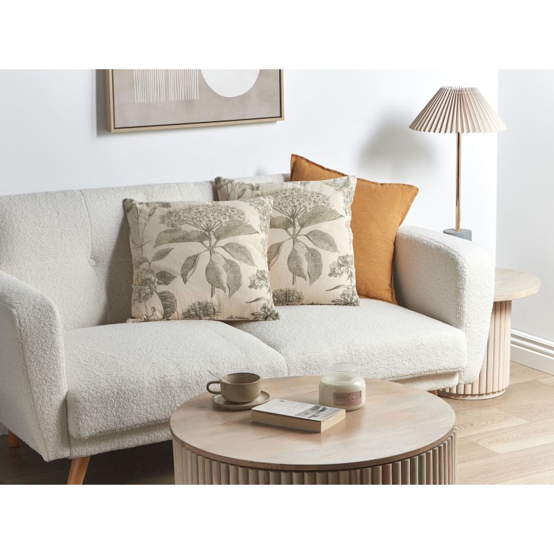 Zestaw 2 poduszek dekoracyjnych ROSEMARY Bawełna 45 x 45 cm Oliwkowy Wzór kwiatowy