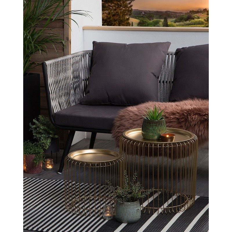 Dywan zewnętrzny 90 x 180 cm czarno-biały HALDIA