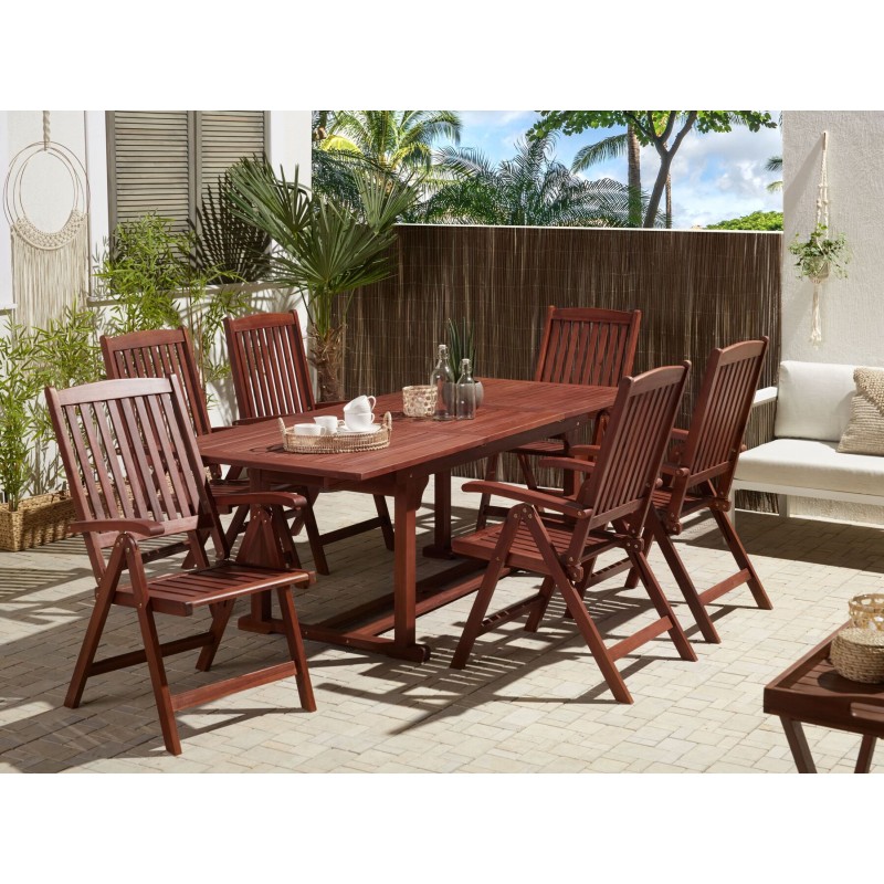 Stół ogrodowy rozkładany TOSCANA 160/220 cm 90 cm Drewno akacjowe Ciemnobrązowy