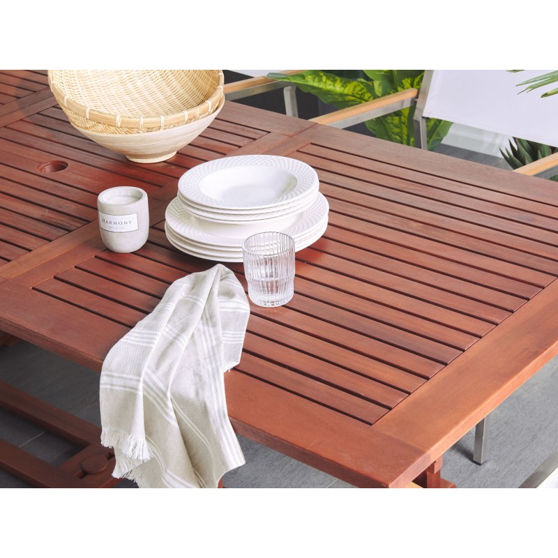 Stół ogrodowy rozkładany TOSCANA 160/220 cm 90 cm Drewno akacjowe Ciemnobrązowy