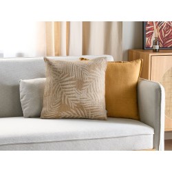 Poduszka dekoracyjna RUBUS Juta 45 x 45 cm Beżowy Wzór roślinny