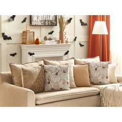 Poduszka dekoracyjna GOURD Welur 45 x 45 cm Beżowy Wzór roślinny