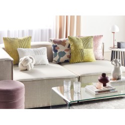 Zestaw 2 poduszek dekoracyjnych MILLET Sztruks 43 x 43 cm Oliwkowy Wzór geometryczny