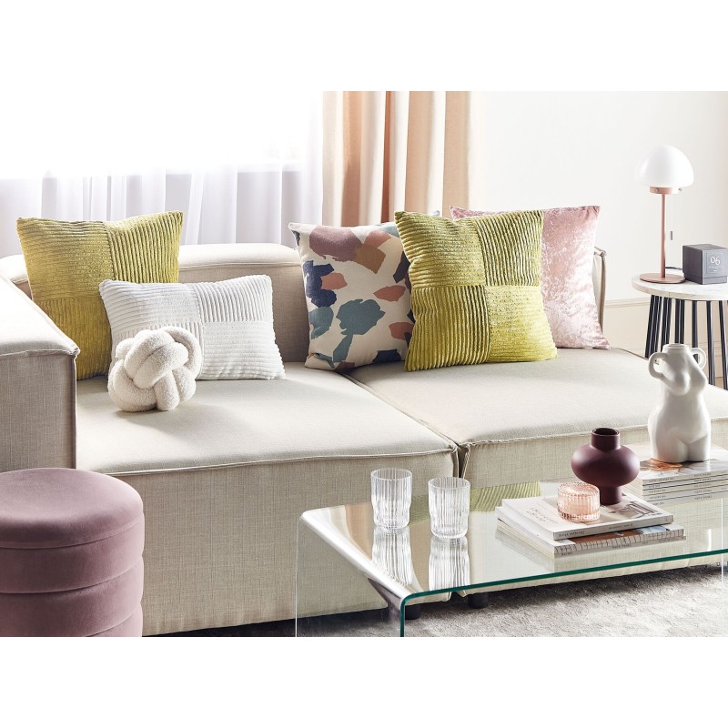 Zestaw 2 poduszek dekoracyjnych MILLET Sztruks 43 x 43 cm Oliwkowy Wzór geometryczny