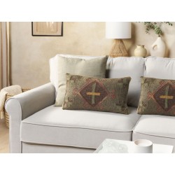 Zestaw 2 poduszek dekoracyjnych KATORA Juta 30 x 50 cm Zielony Wzór orientalny