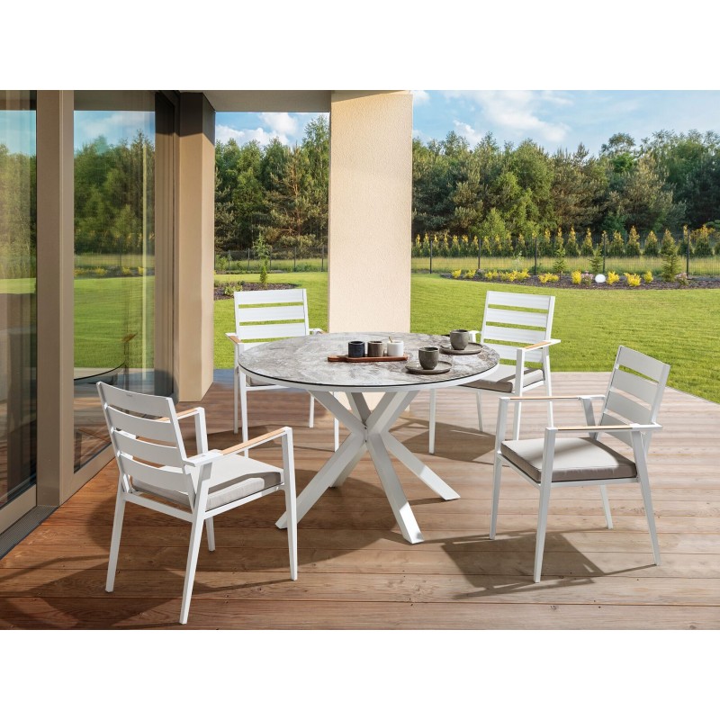 Stół ogrodowy MALETTO 120 cm 120 cm Szkło Ciemnoszary