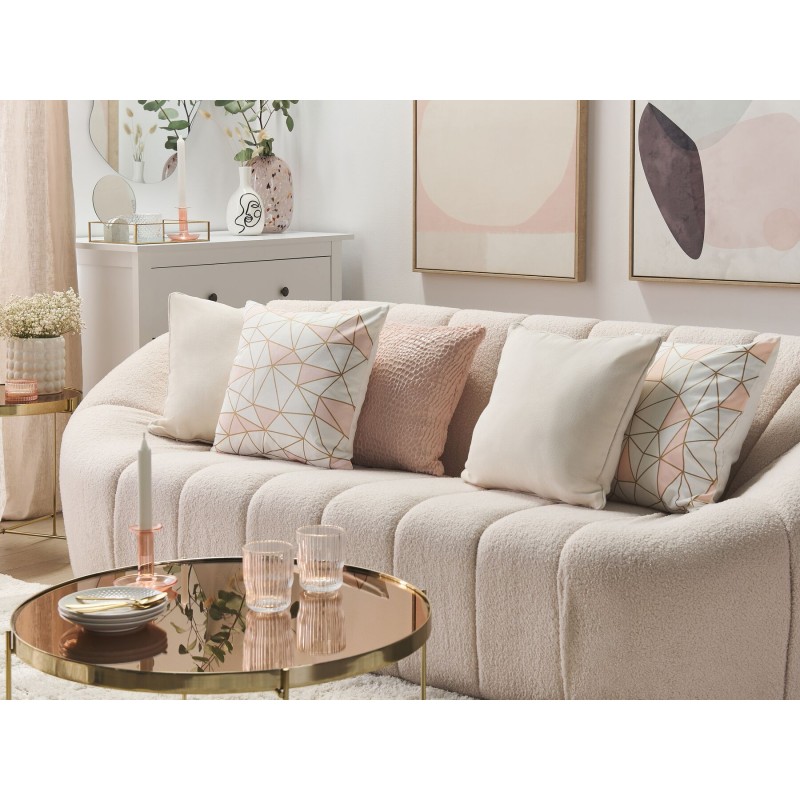 Zestaw 2 poduszek dekoracyjnych CLARKIA Bawełna 45 x 45 cm Różowy Wzór geometryczny