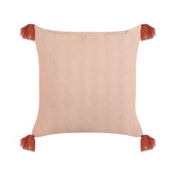 Poduszka dekoracyjna RUMHORA Welur 45 x 45 cm Różowy Wzór kwiatowy