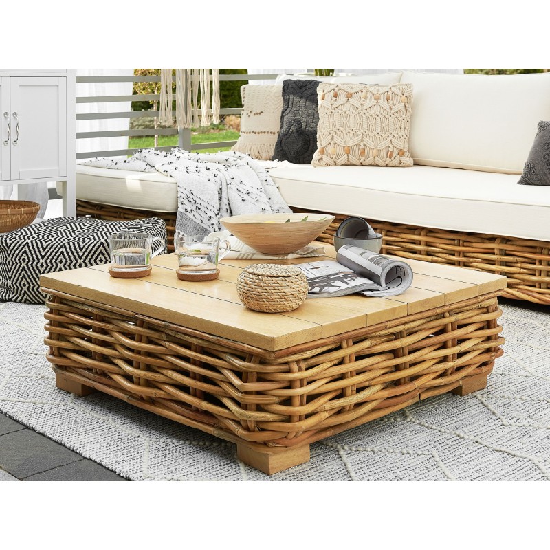 Zestaw ogrodowy ze stolikiem dla 4 osób VARALLO Prawostronny Modułowy Rattan Naturalny