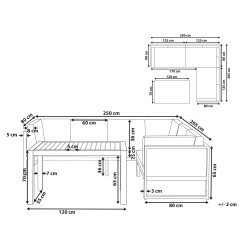 Narożnik ogrodowy ze stolikiem dla 6 osób CASTELLA Lewostronny Metal Zielony