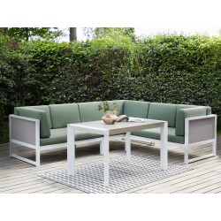 Narożnik ogrodowy ze stolikiem dla 6 osób CASTELLA Lewostronny Metal Zielony