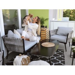 Zestaw ogrodowy ze stolikiem dla 4 osób PREVEZA Technorattan Szary