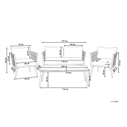 Zestaw ogrodowy ze stolikiem dla 4 osób PREVEZA Technorattan Szary