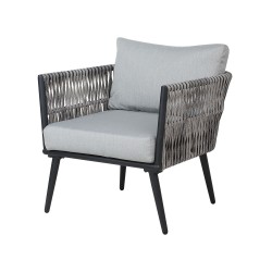 Zestaw ogrodowy ze stolikiem dla 4 osób PREVEZA Technorattan Szary