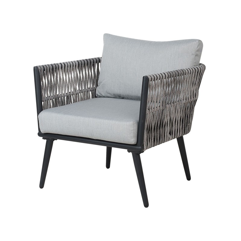 Zestaw ogrodowy ze stolikiem dla 4 osób PREVEZA Technorattan Szary