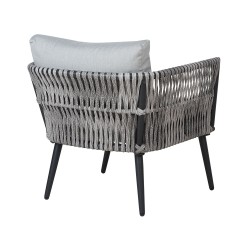 Zestaw ogrodowy ze stolikiem dla 4 osób PREVEZA Technorattan Szary